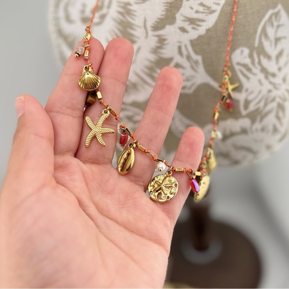 Gold Charm Necklace – Natural Pearls, Crystals, and Shells - Picture 13 of 14